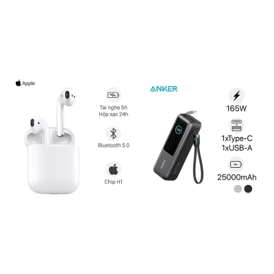 Tai nghe Air Pro 2 + Pin Anker 25000mAh